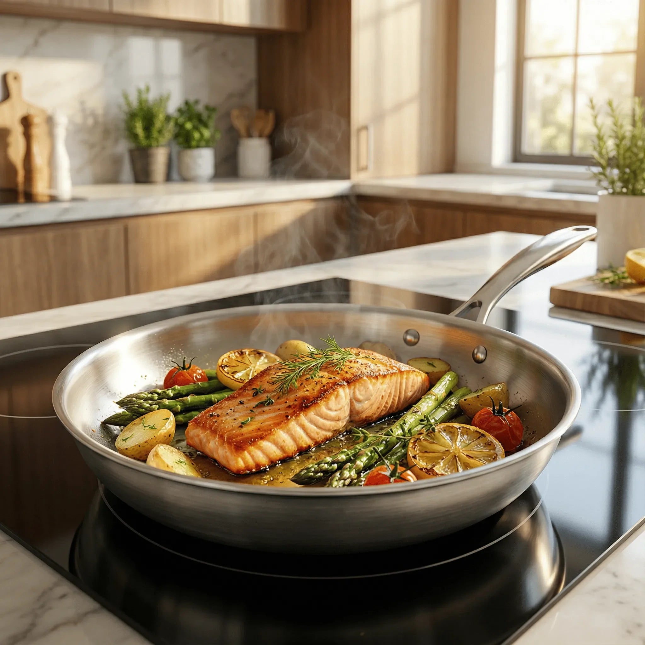 The stainless steel pan