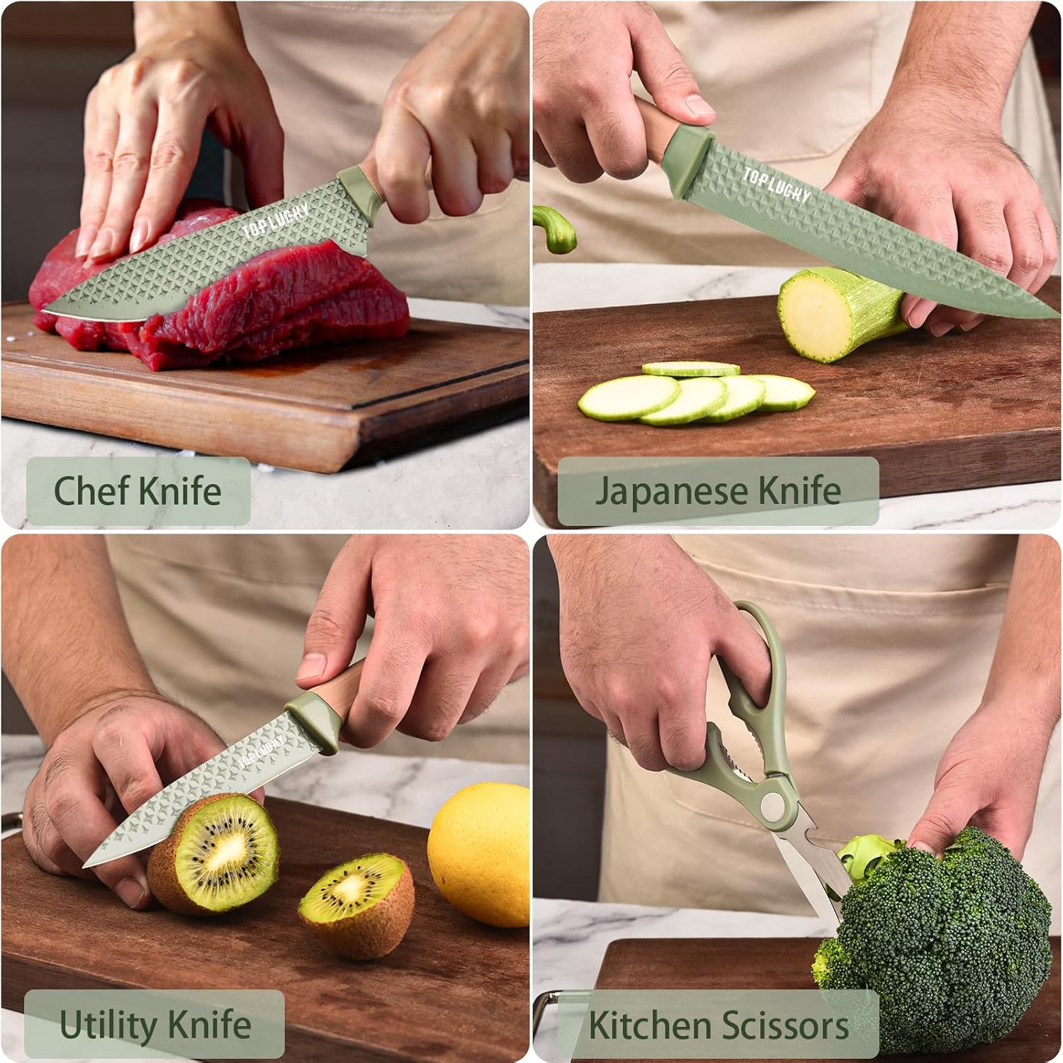 Set of 6 sharp knives