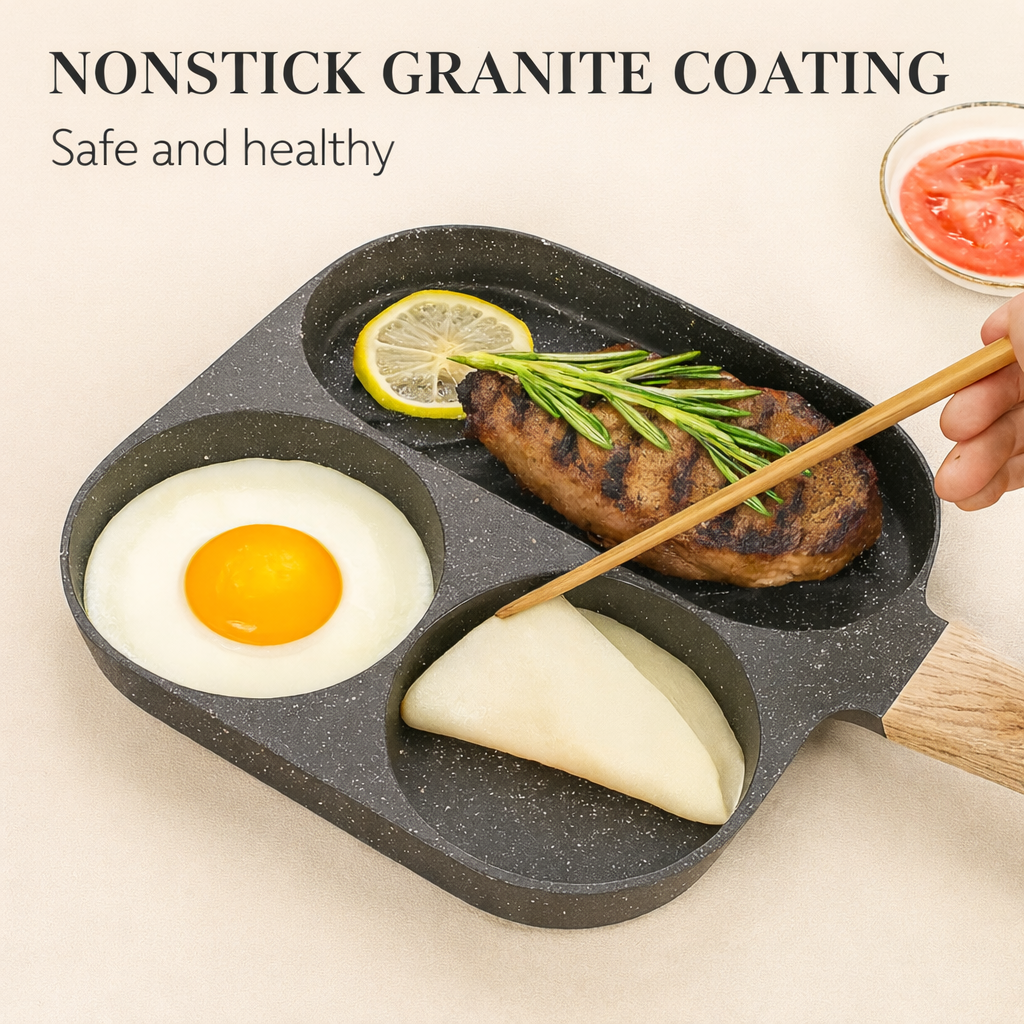 3-in-1 ceramic nonstick pan with compartments