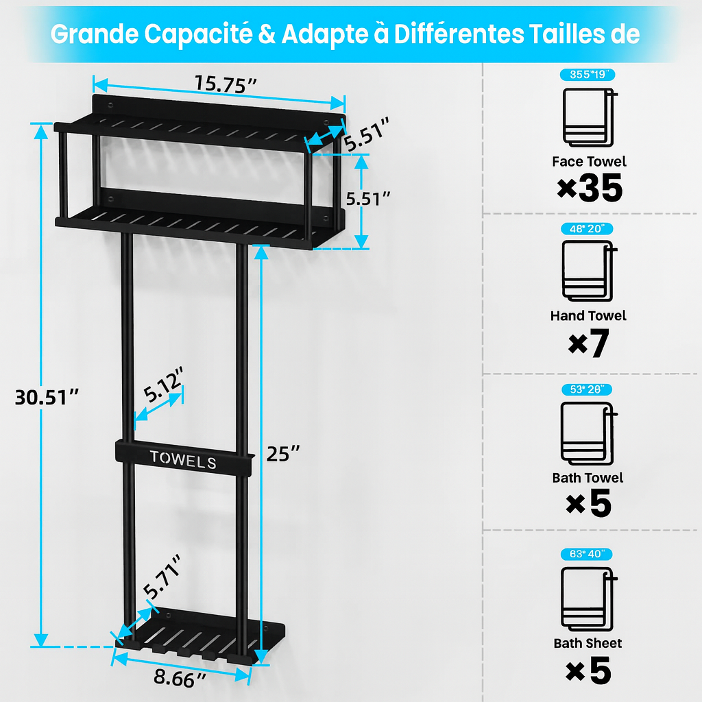 Rangement pour serviettes de bain