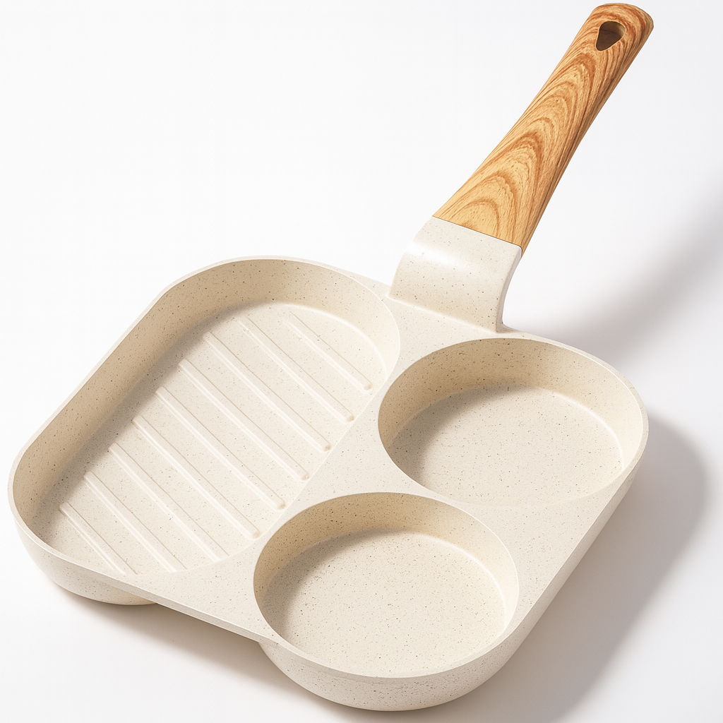 3-in-1 ceramic nonstick pan with compartments