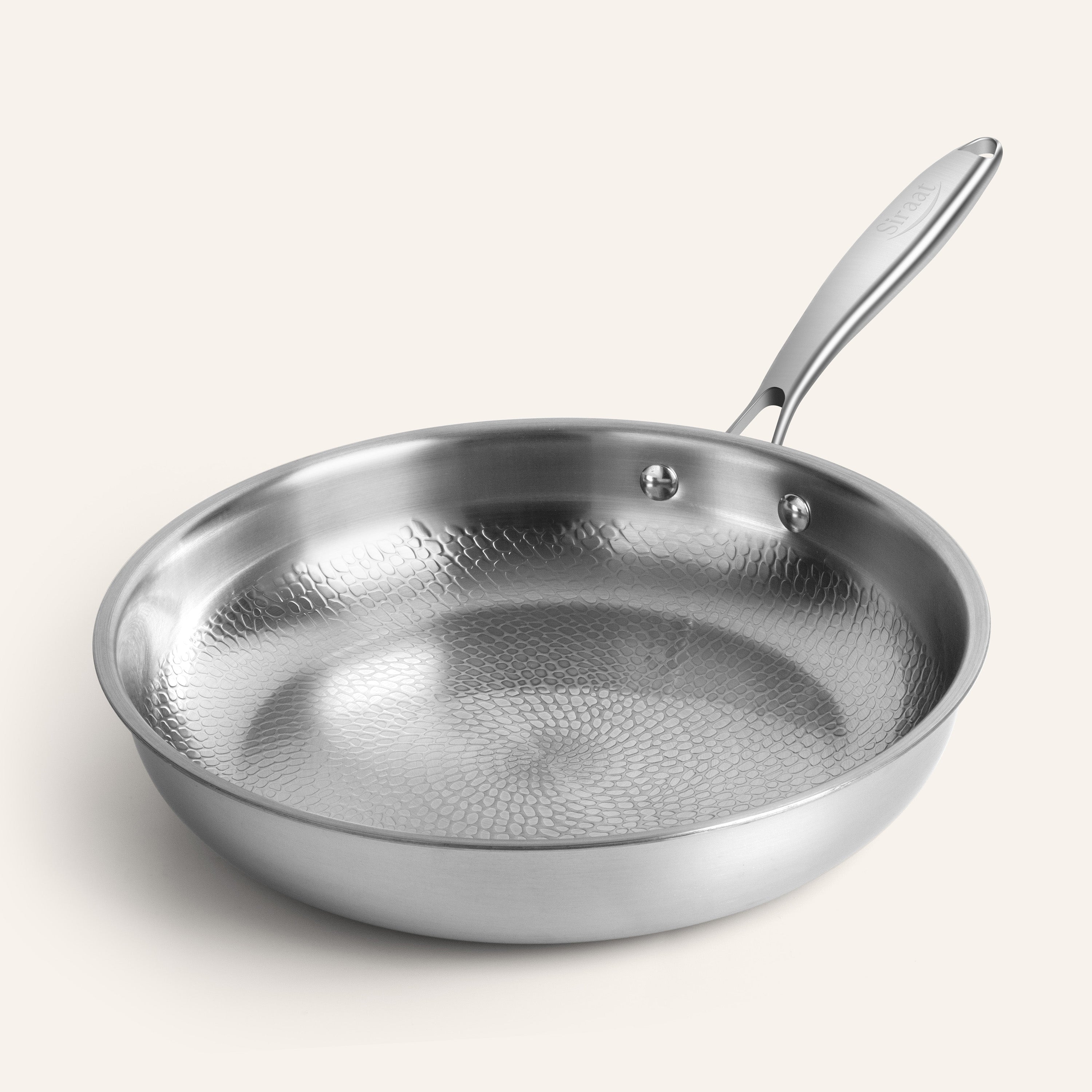 Hammered titanium skillet