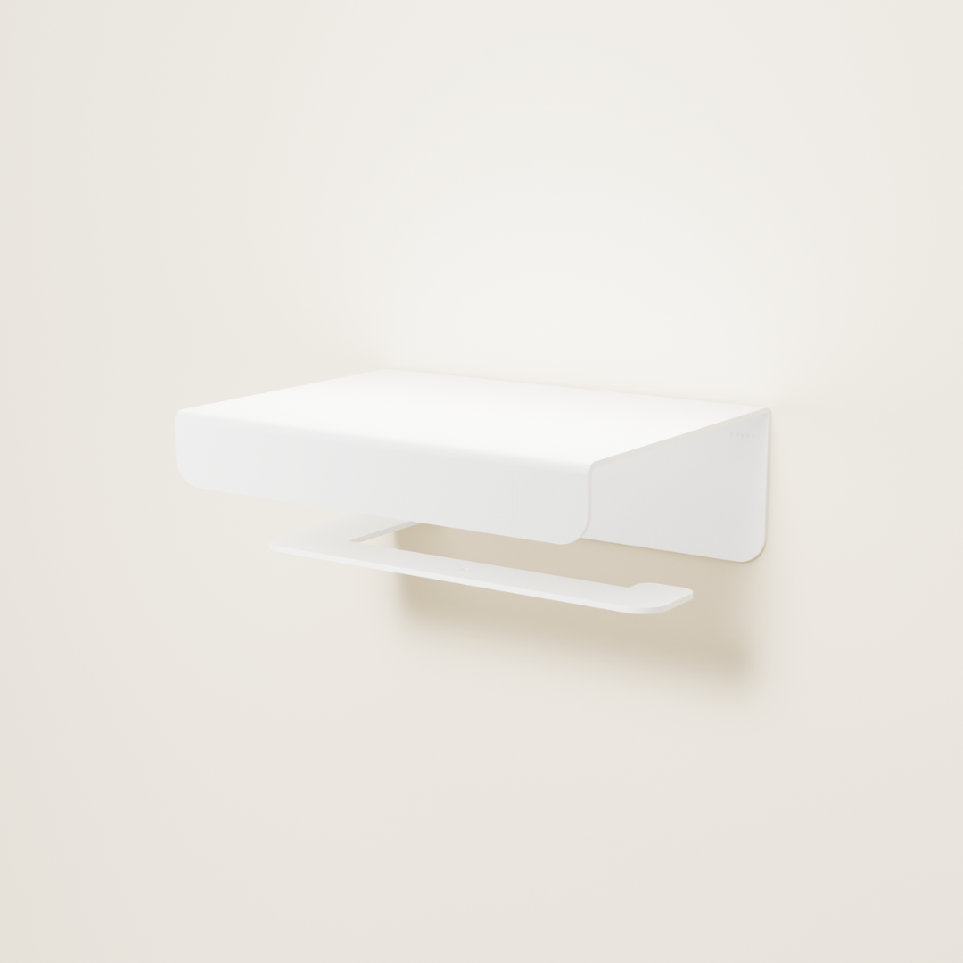 Toilet paper holder with shelf