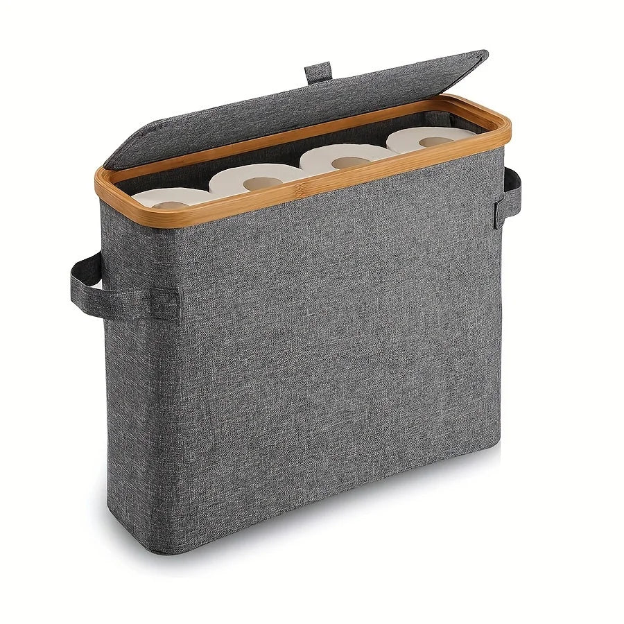 Porte-papier toilette en bambou avec couvercle