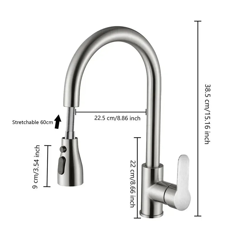 robinet de cuisine en acier inoxydable