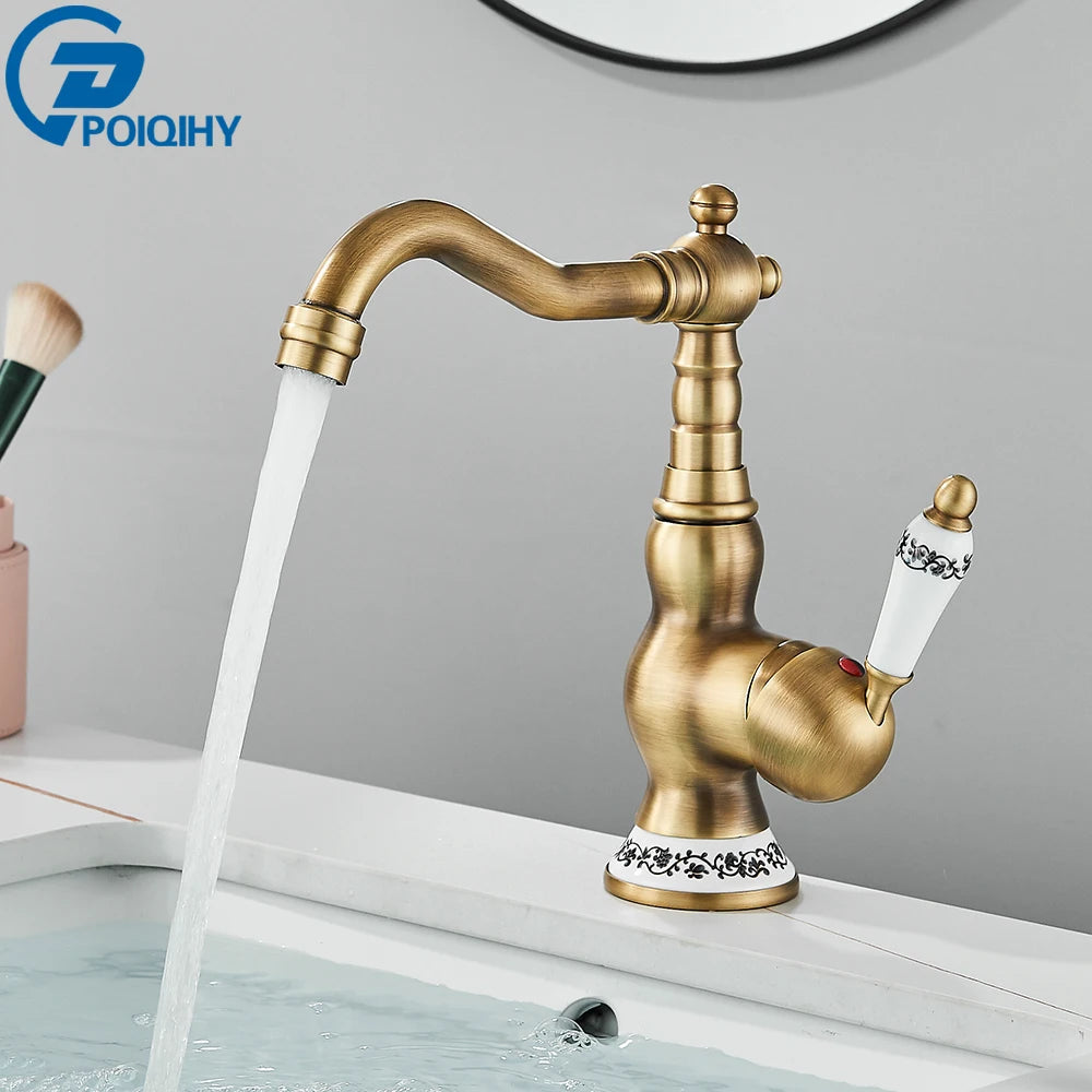 Robinet de lavabo en laiton antique