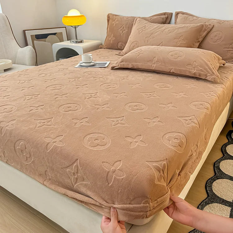 Literie en velours à motifs floraux
