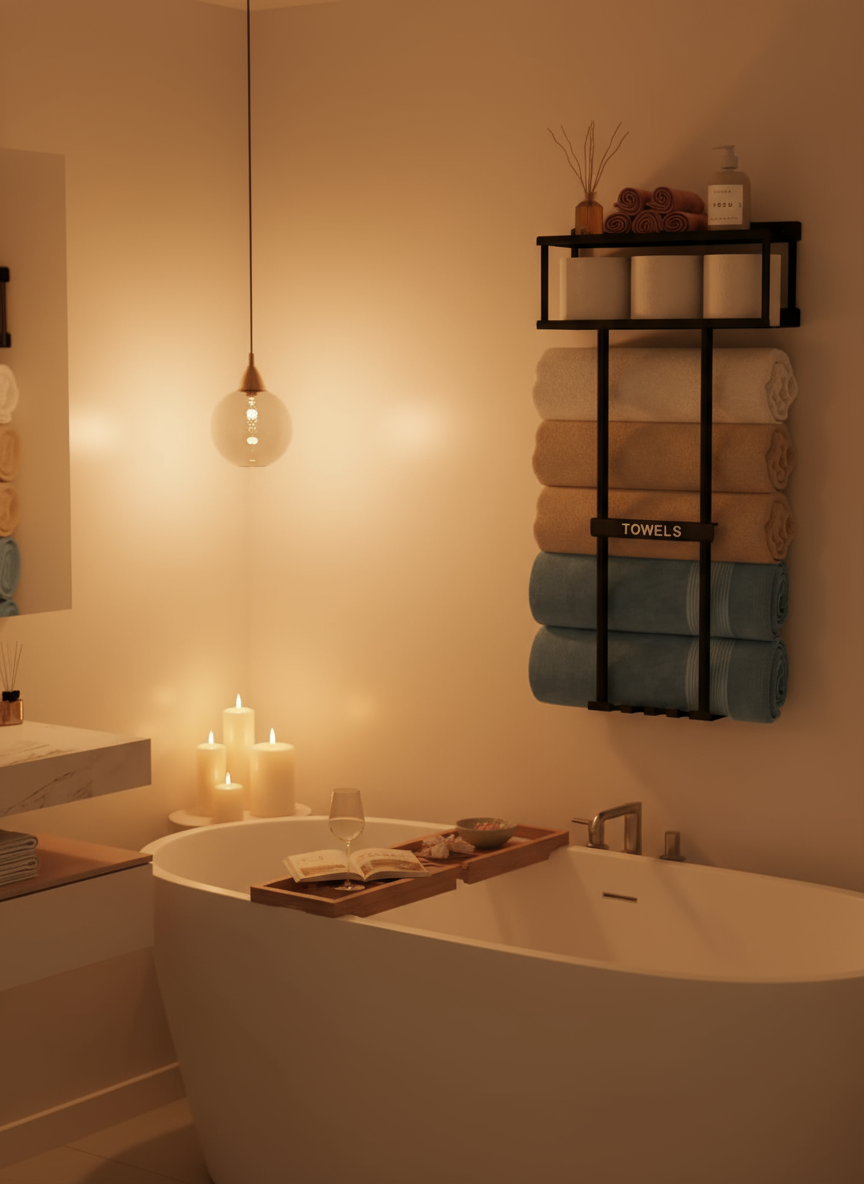 Rangement pour serviettes de bain