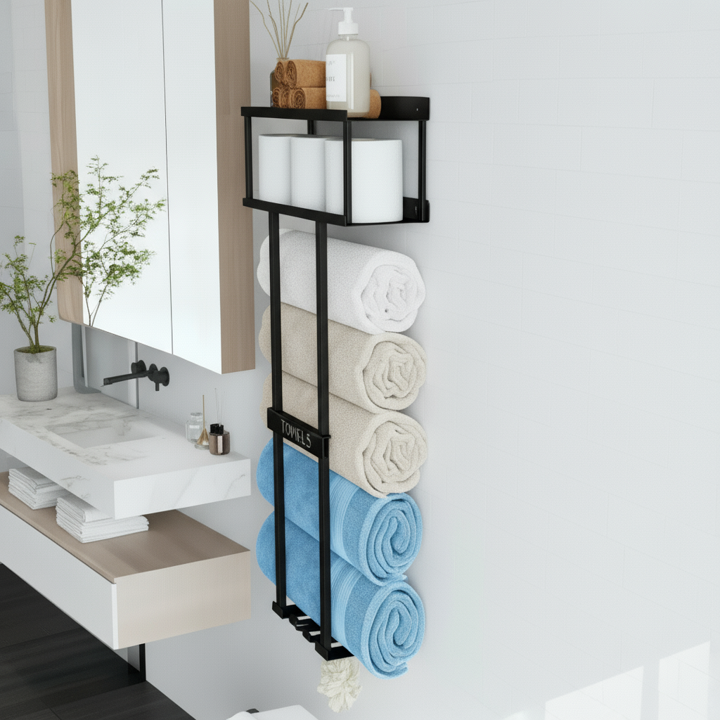 Rangement pour serviettes de bain