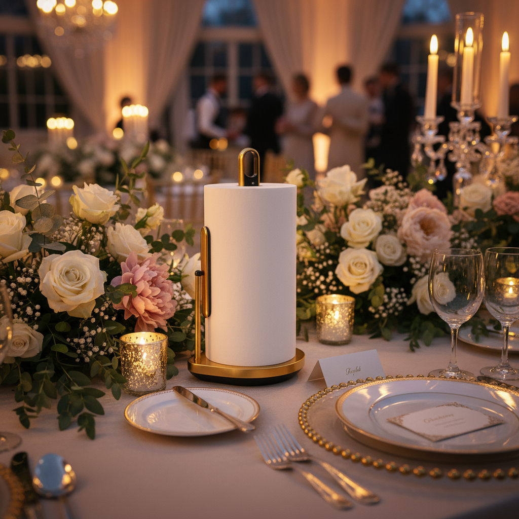 Porte-serviettes et papier sur le pied