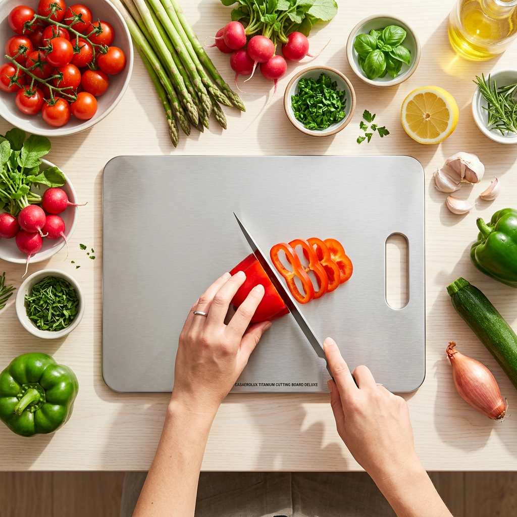 Titanium cutting board deluxe