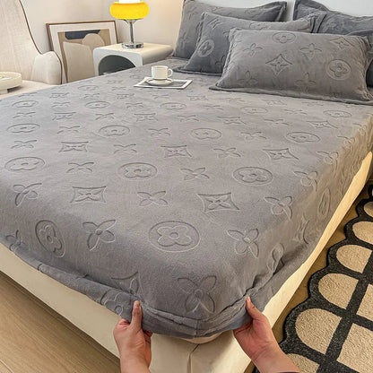 Literie en velours à motifs floraux