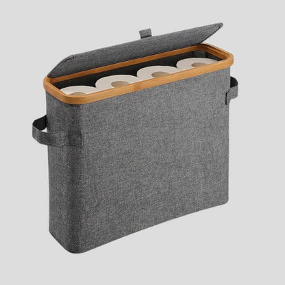 Porte-papier toilette en bambou avec couvercle