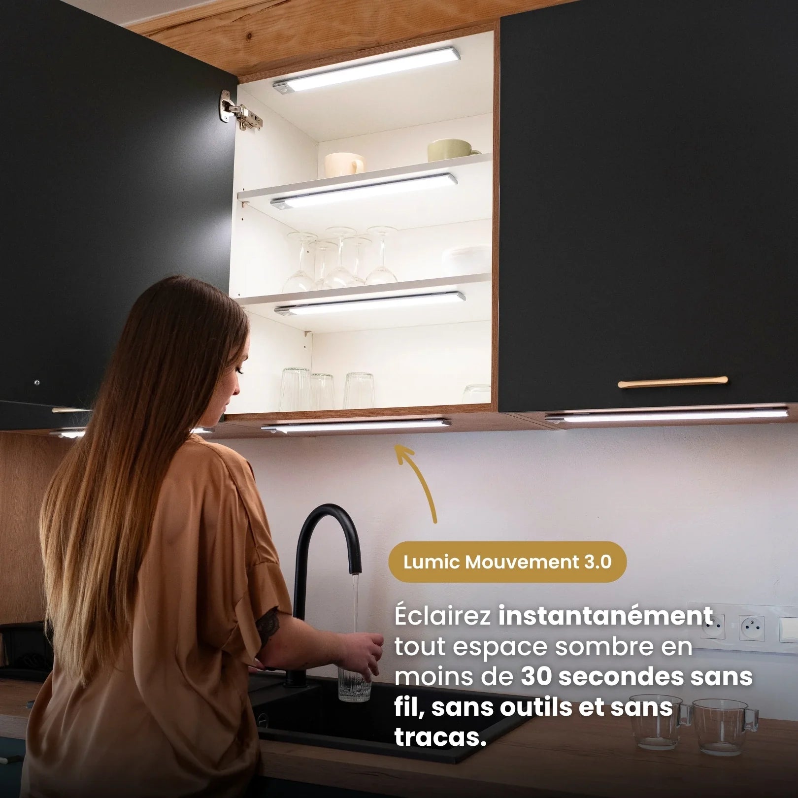 Bande LED sans fil avec détecteur de mouvement