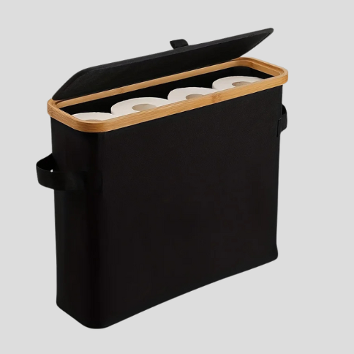 Porte-papier toilette en bambou avec couvercle