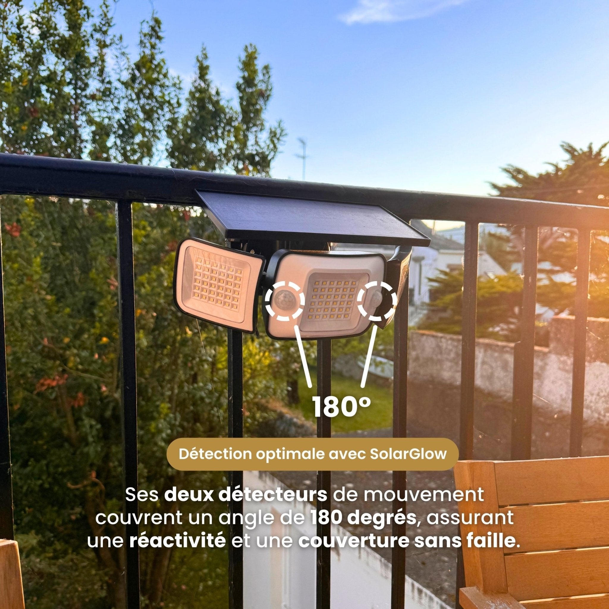 Lampe solaire avec détecteur de mouvement pour l'extérieur