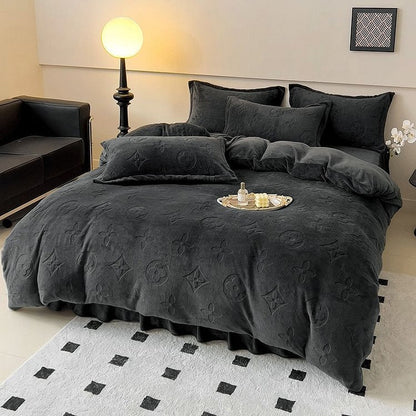 Literie en velours à motifs floraux