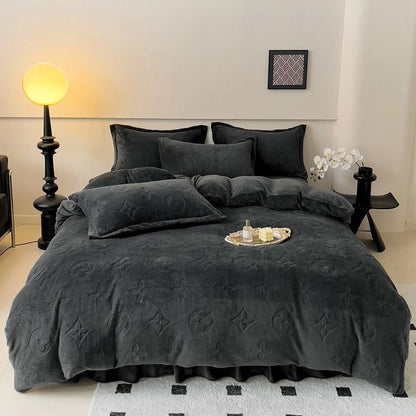 Literie en velours à motifs floraux