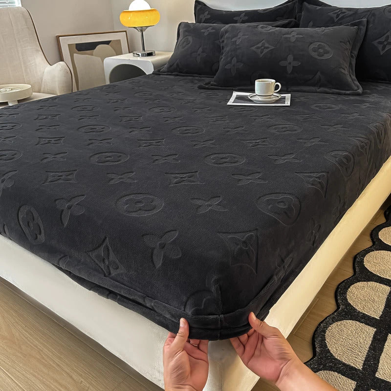 Literie en velours à motifs floraux