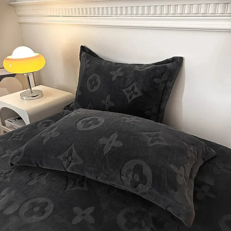 Literie en velours à motifs floraux