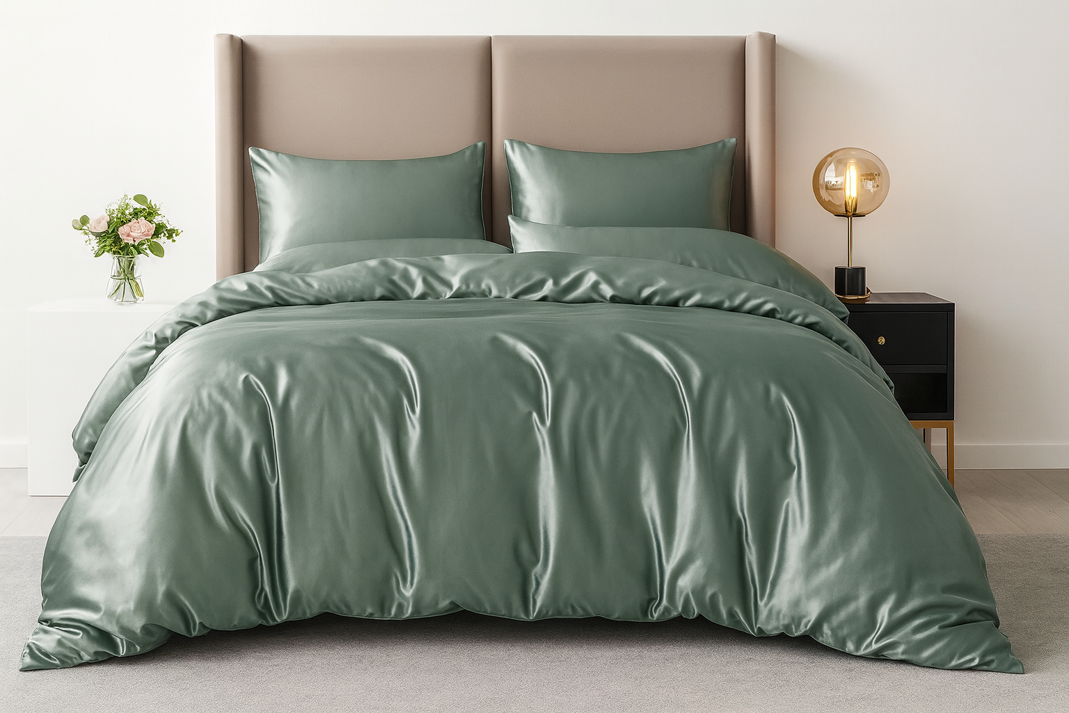 Parure de lit en satin 3 pièces