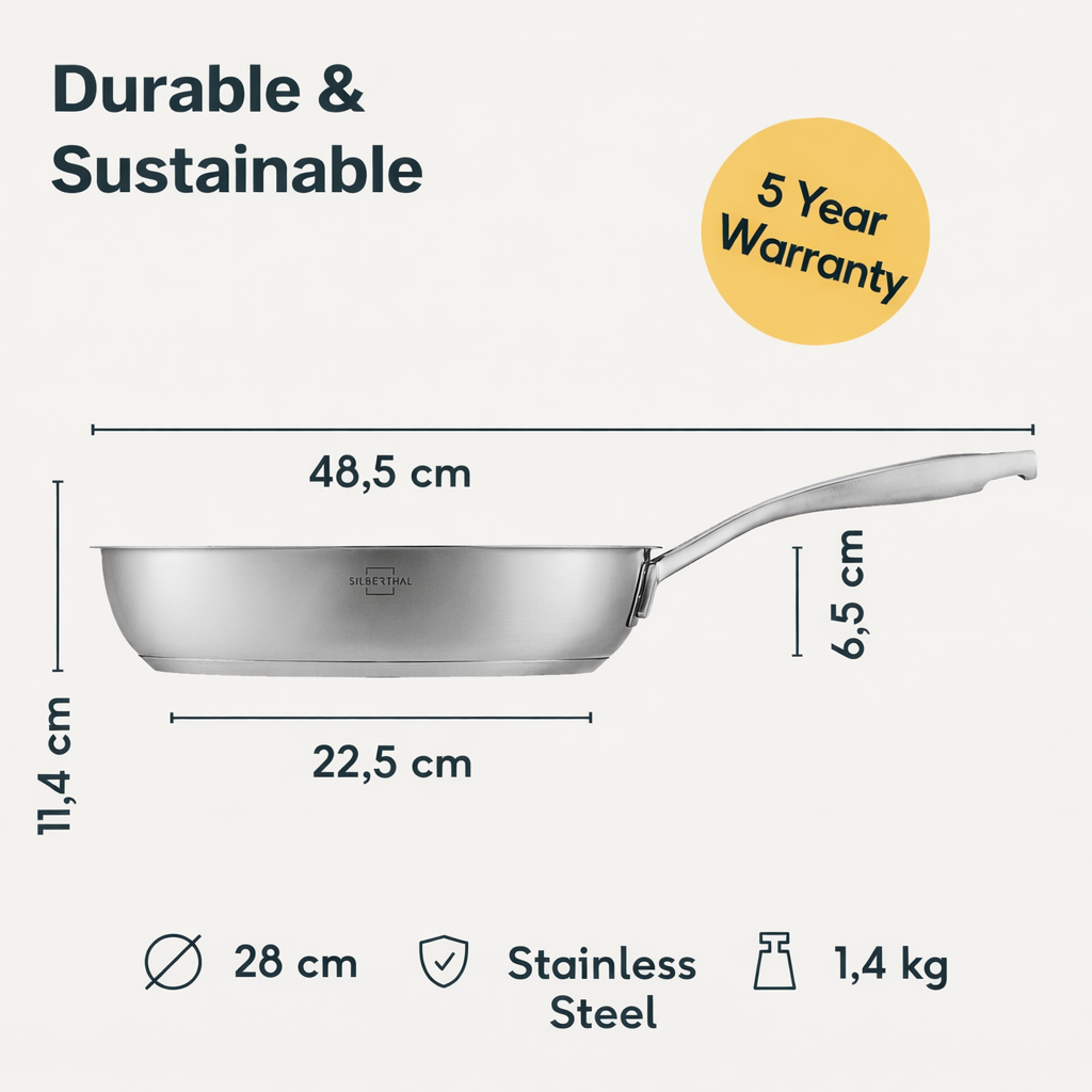 Stainless steel pan, 28 cm diameter