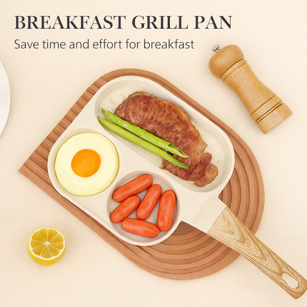 3-in-1 ceramic nonstick pan with compartments