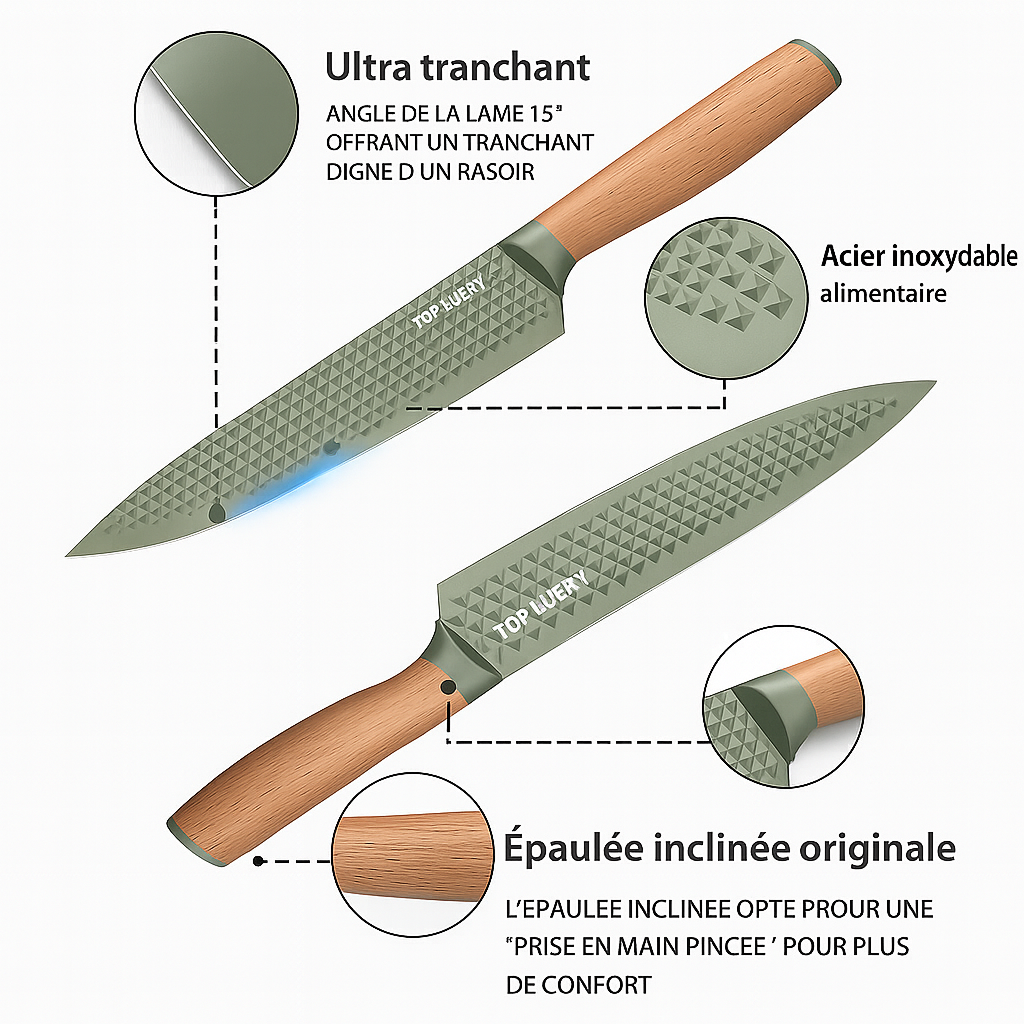 Ensemble de 6 couteaux à tranches