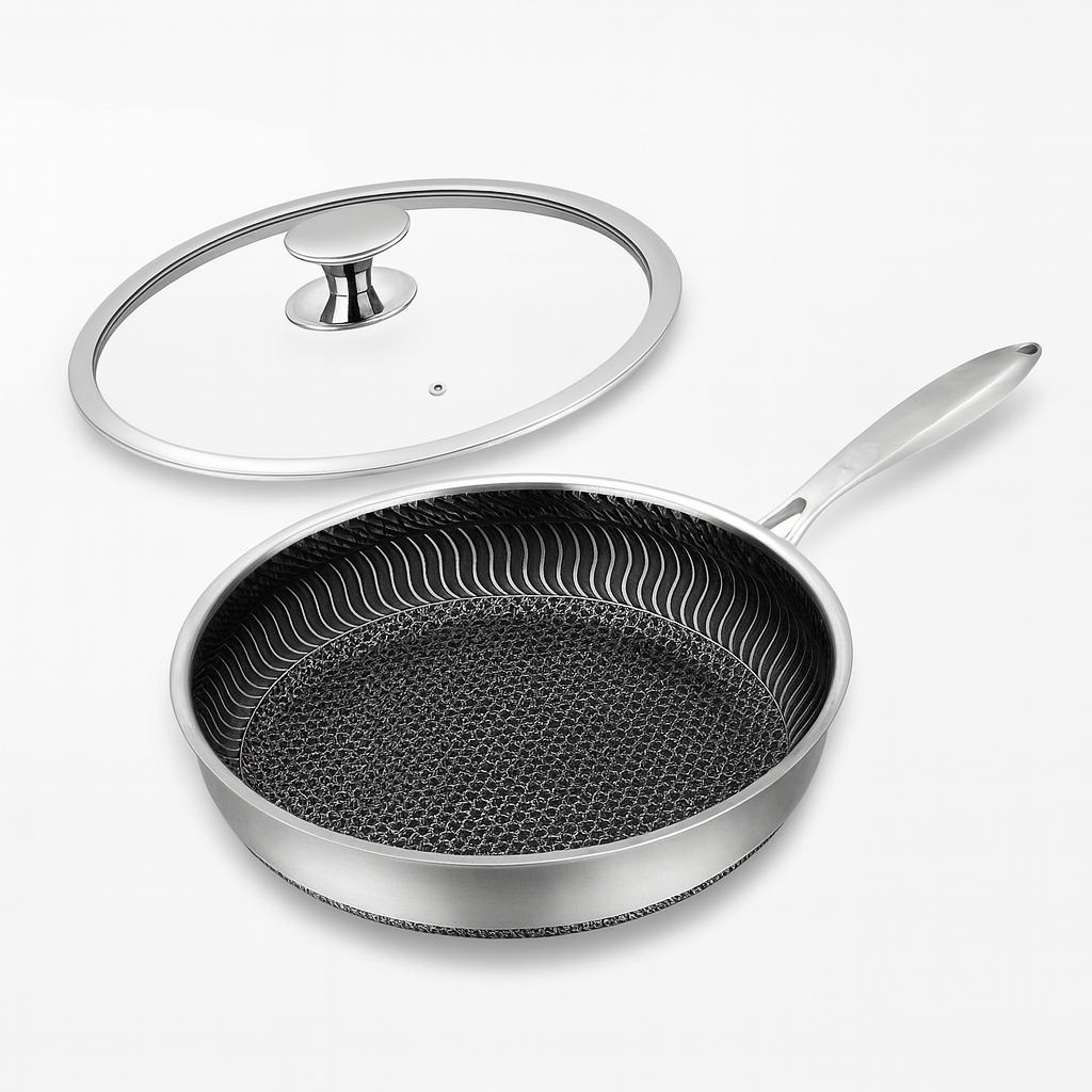 4pc Clad Hybrid Cookware Set with Lids & Wok Bundle