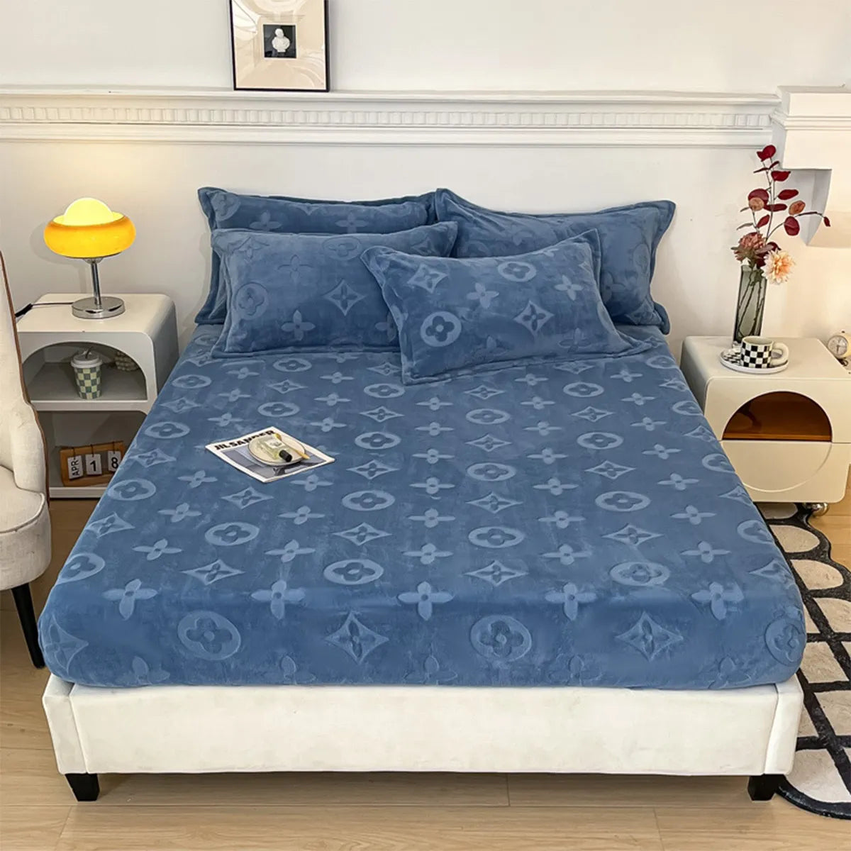 Literie en velours à motifs floraux