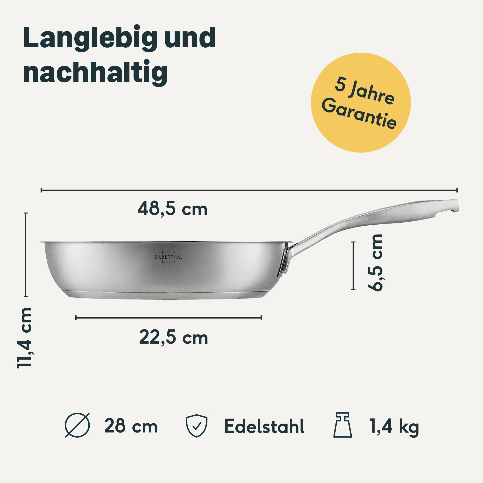 Poêle en acier inoxydable Ø 28 cm