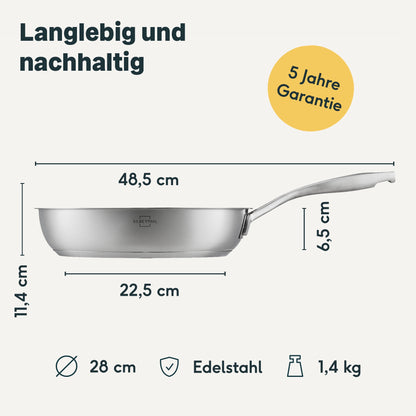 Poêle en acier inoxydable Ø 28 cm