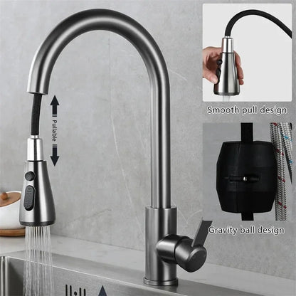robinet de cuisine en acier inoxydable
