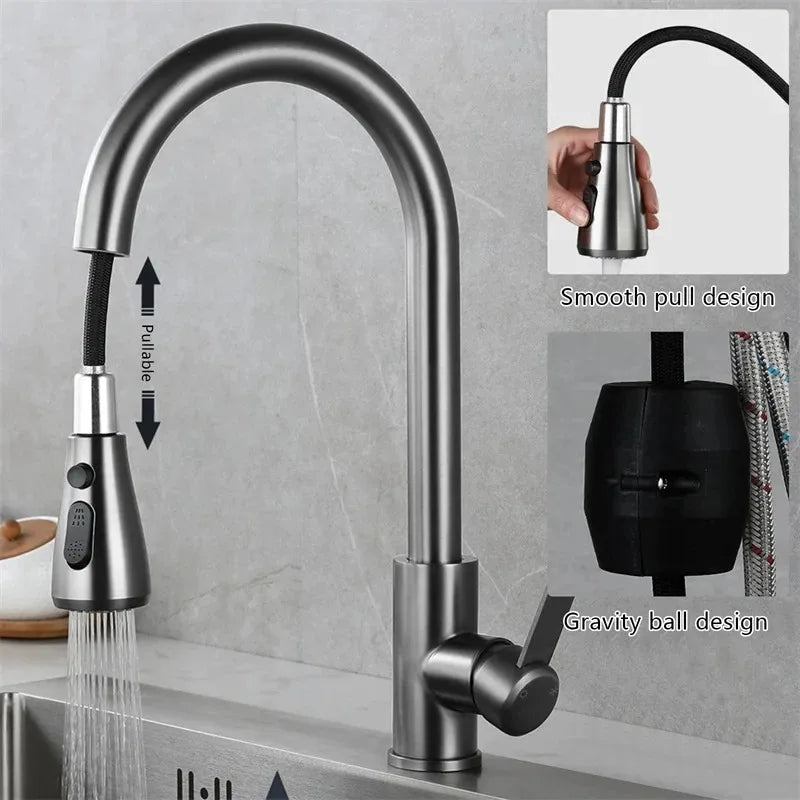 robinet de cuisine en acier inoxydable