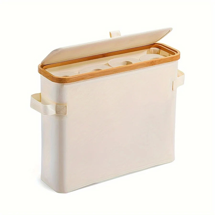 Porte-papier toilette en bambou avec couvercle