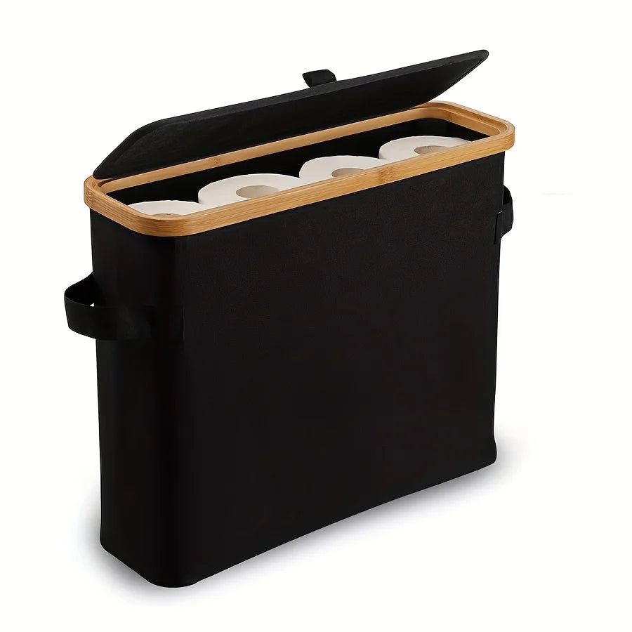 Porte-papier toilette en bambou avec couvercle