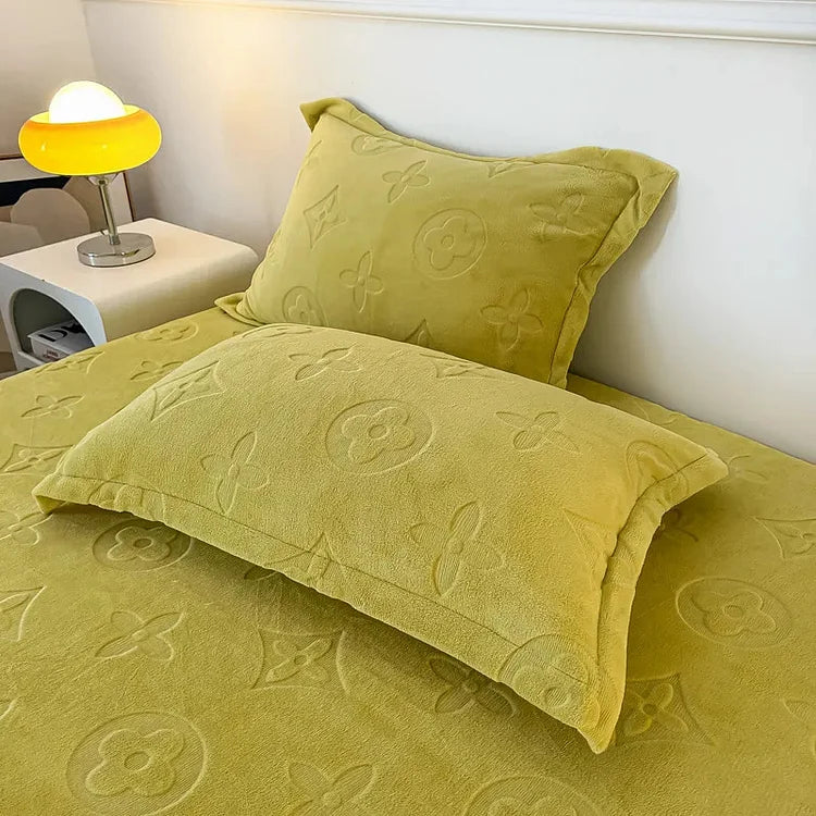 Literie en velours à motifs floraux