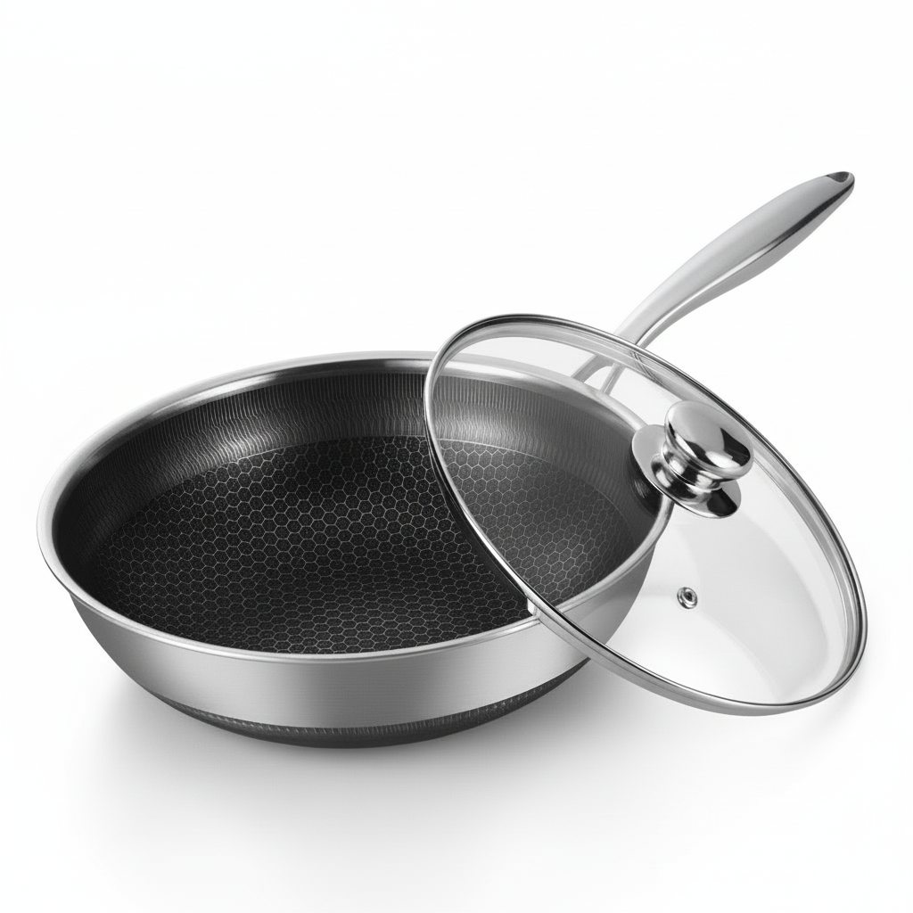 4pc Clad Hybrid Cookware Set with Lids & Wok Bundle