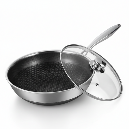 4pc Clad Hybrid Cookware Set with Lids & Wok Bundle