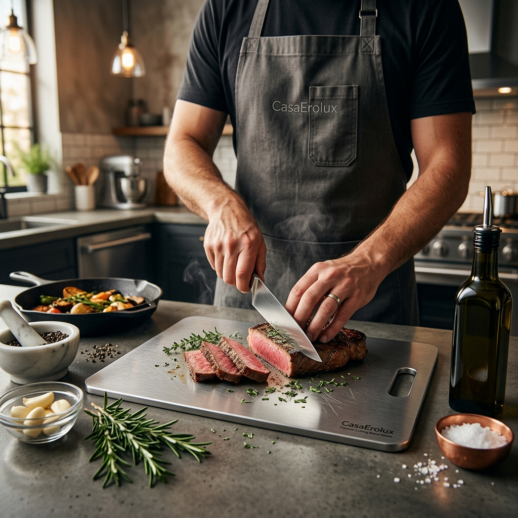 Titanium cutting board deluxe