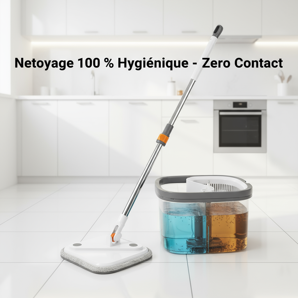 Balai Serpillière Rotatif avec Seau Essoreur Auto-Nettoyant