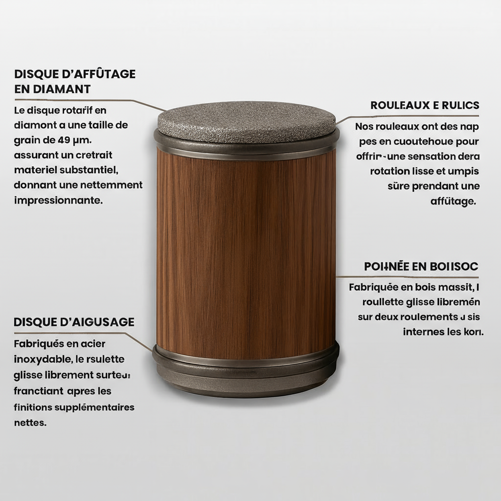 Set d'affûtage pour couteaux à rouleau diamanté