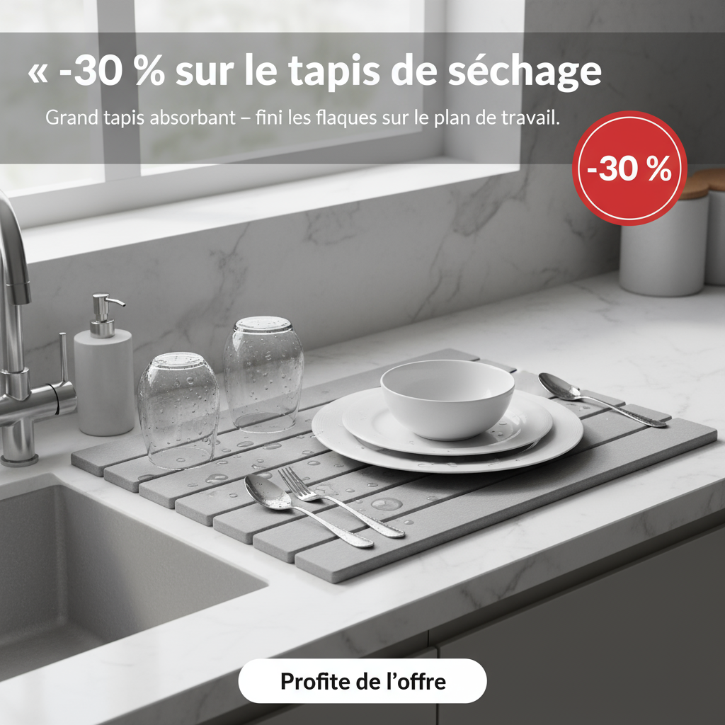 Grand tapis de séchage de vaisselle