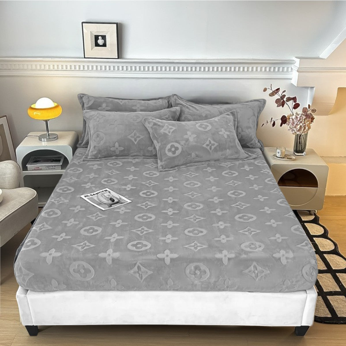 Literie en velours à motifs floraux
